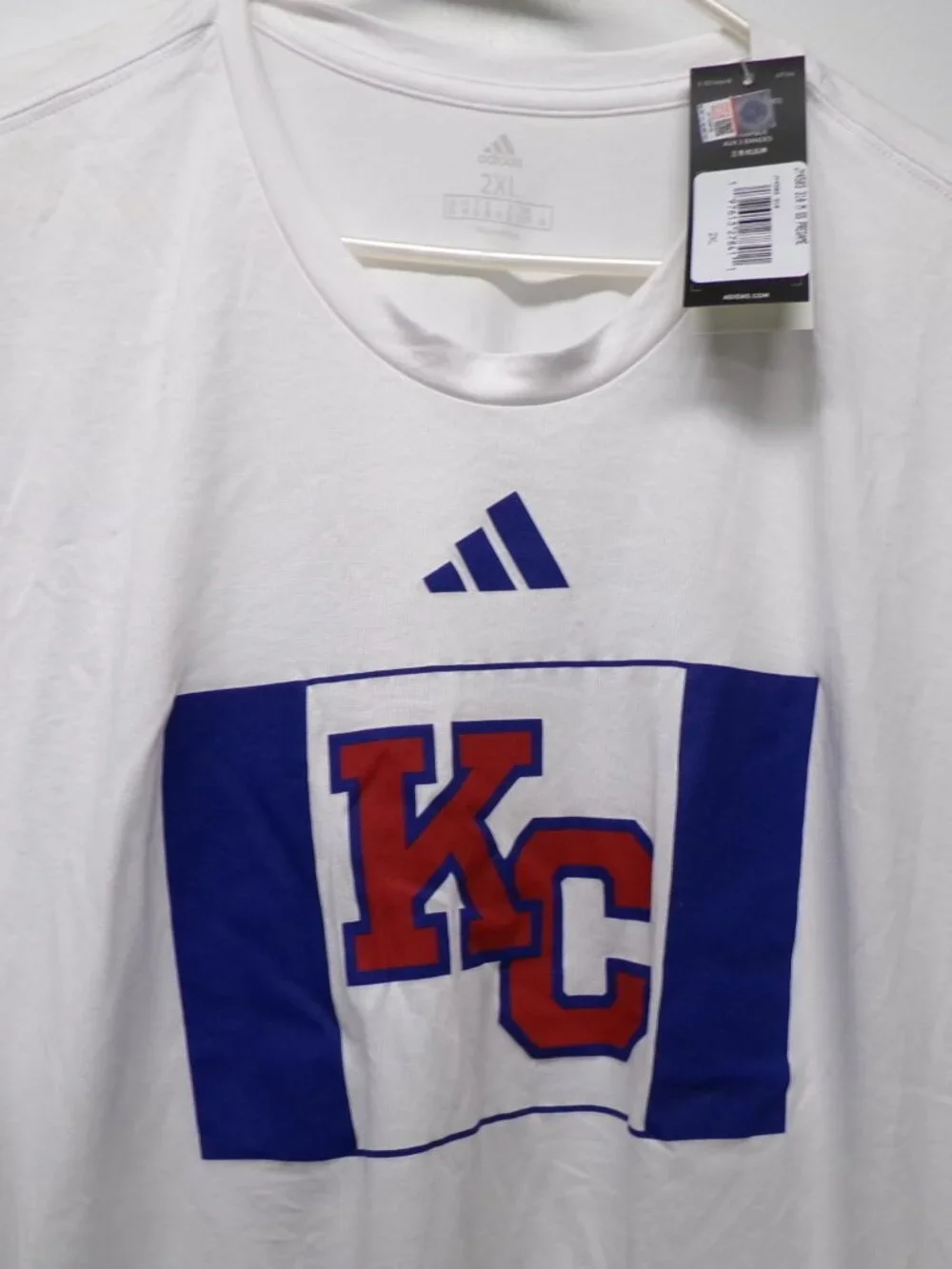 NWT Adidas Kansas Jayhawks KC White Pregame T Shirt Men's sz 2XL